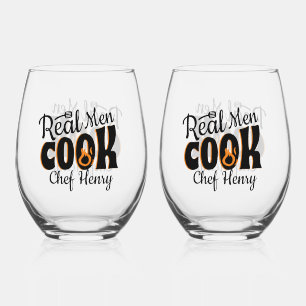 Vaso De Vino Hombres de verdad cocinan negro