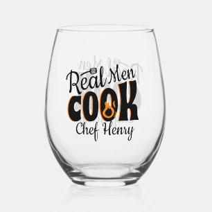 Vaso De Vino Hombres de verdad cocinan negro
