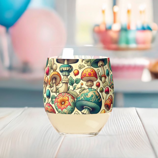 Vaso De Vino Hongos divertidos (Insitu (Baby Shower))