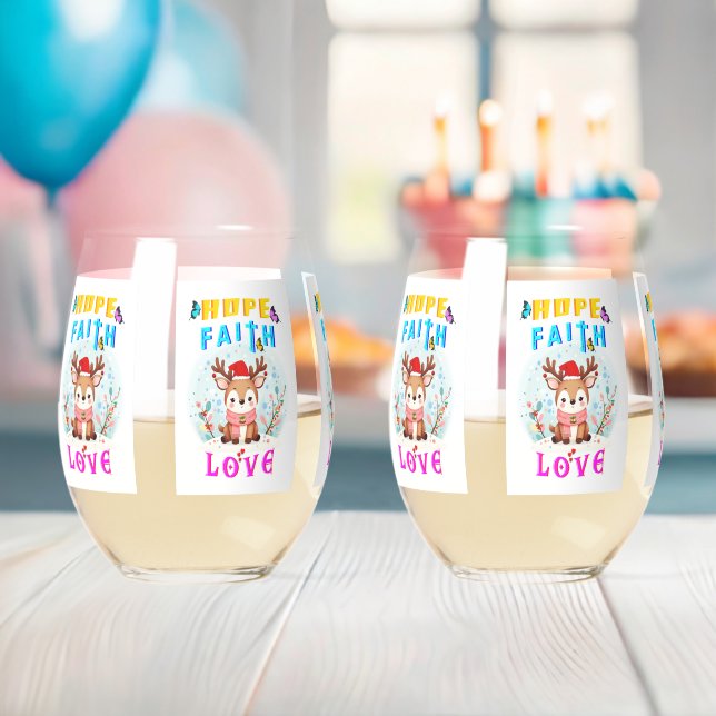 Vaso De Vino Hope Faith Love (Insitu (Baby Shower))
