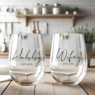 Vaso De Vino Hubby Y Esposa Personalizados