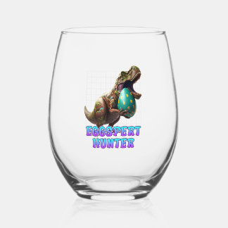 Vaso De Vino Huevos de Pascua cazan dinosaurios conejitos de Pa