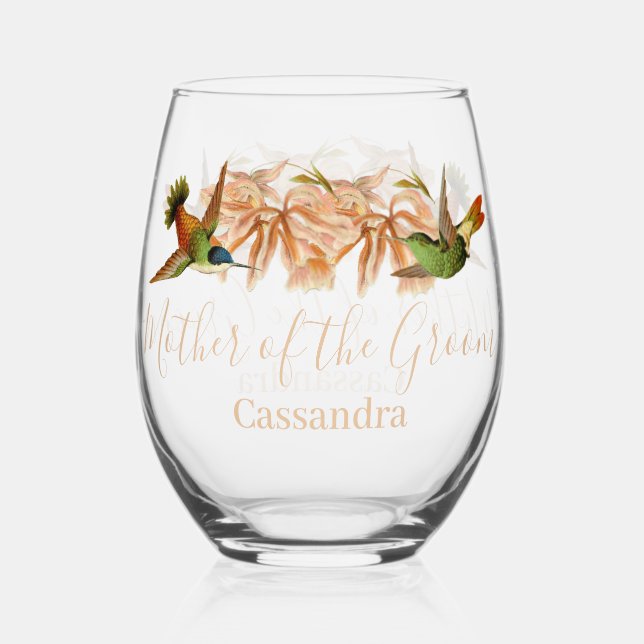 Vaso De Vino Hummingbird boda Madre de Groom Gift (Anverso)