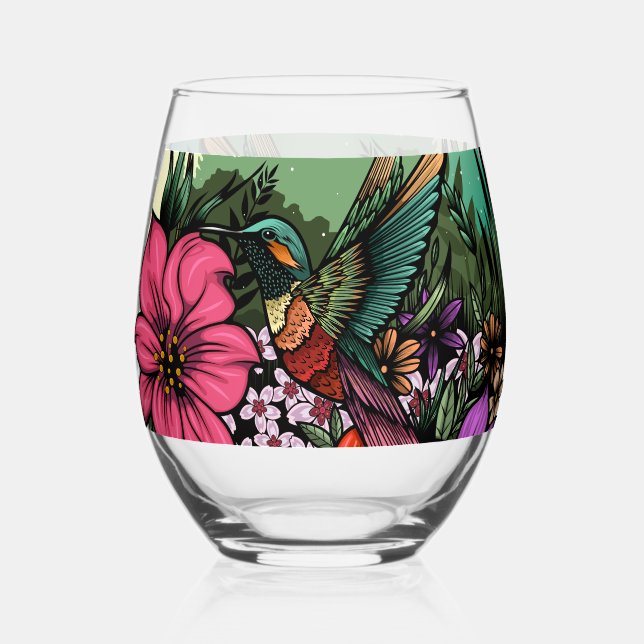 Vaso De Vino Hummingbird Garden (Anverso)