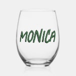 Vaso De Vino Hunter Green 3D Funny Name Moderno<br><div class="desc">Hunter Green 3D Gracioso Estilo Moderno Nombre Vino sin Stemless</div>