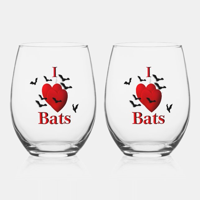 Vaso De Vino I Heart Bats (Anverso)