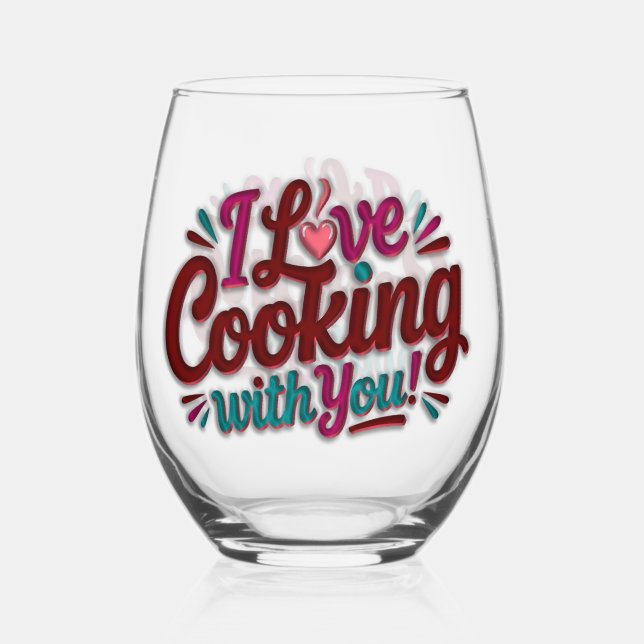 Vaso De Vino I love cooking with you printed apron (Reverso )