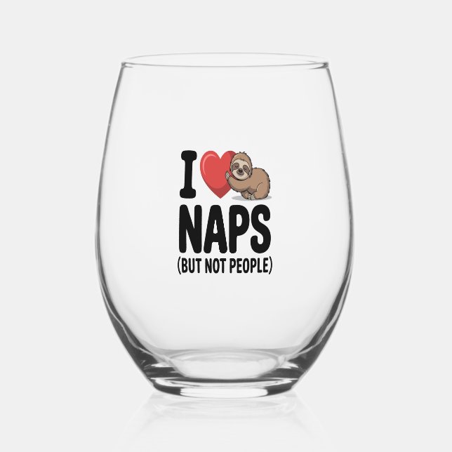 Vaso De Vino I Love Naps Cute Sloth Heart (Anverso)