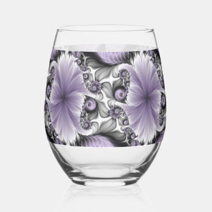 Vaso De Vino Ilusión de Lila Arte Floral Abstracto Fractal Fant
