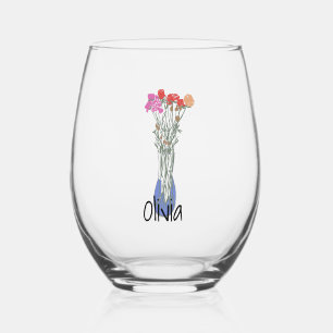 Vaso De Vino Ilustracion de flor original bonito