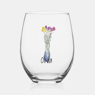 Vaso De Vino Ilustracion de flor original bonito