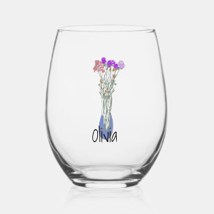 Vaso De Vino Ilustracion de flor original bonito