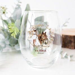 Vaso De Vino Ilustrado Occidental | Dama de honor de la novia