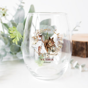 Vaso De Vino Ilustrado Occidental Dama de honor de la novia