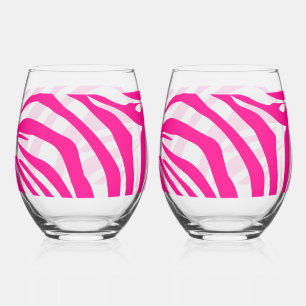 Vaso De Vino Impresión de cebra rosa