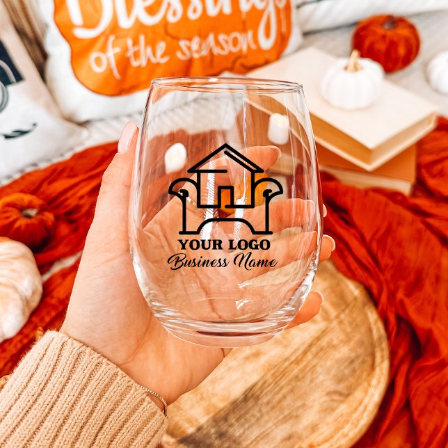 Vaso De Vino Impresionante logotipo comercial personalizado (Personalized Business Logo Stemless Stemless Wine Glass
)