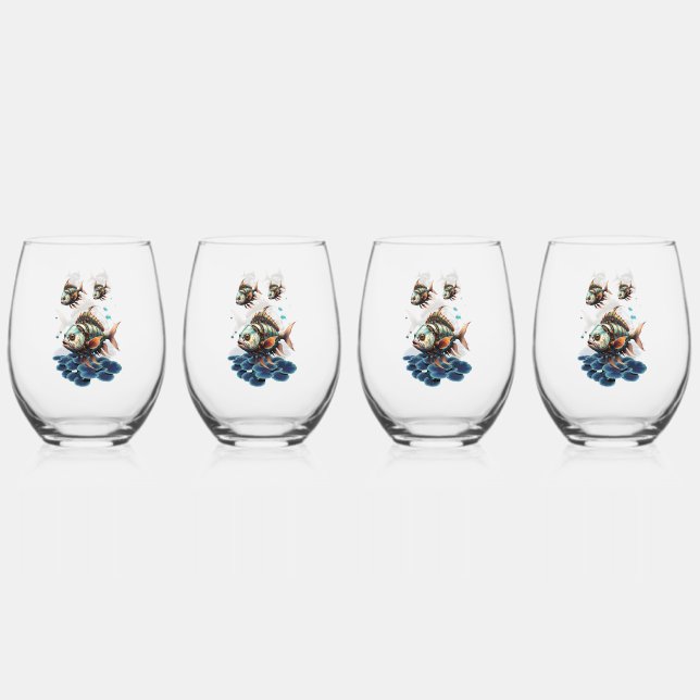 Vaso De Vino Impresionante pez de punta de vapor de fantasía (Anverso)