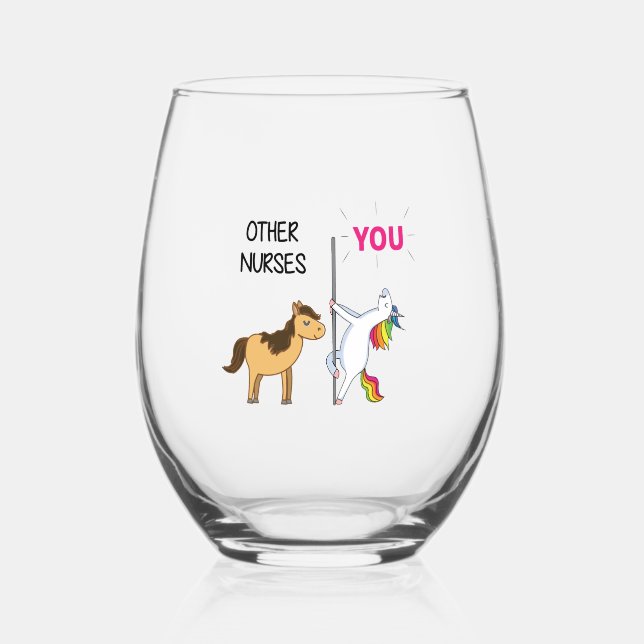 Vaso De Vino Increíble Regalo De Unicornio Para Enfermero (Anverso)