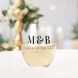 Vaso De Vino Iniciales de Monograma Personalizadas para Bodas d