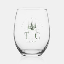 Iniciales rusticas de la boda invernal Green ID104