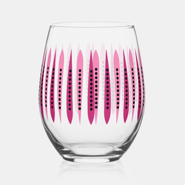 Vaso De Vino Inspiración Retro Rosa Mínimo (Anverso)