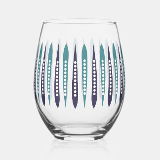 Vaso De Vino Inspirado en retro azul mínimo