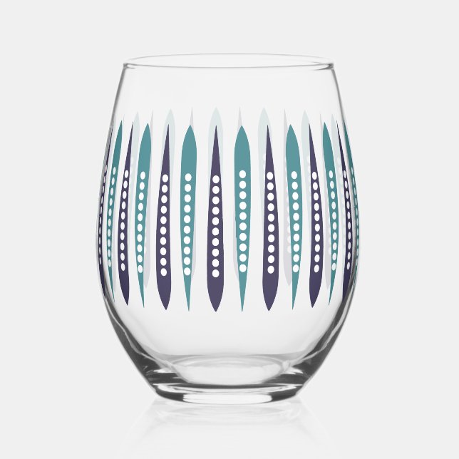 Vaso De Vino Inspirado en retro azul mínimo (Anverso)