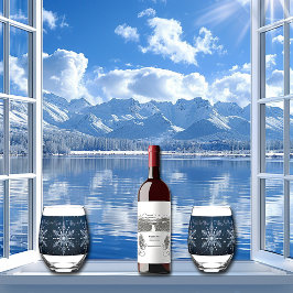 Vaso De Vino Invierno Copos de Nieve Estrellas de Espuma Feliz 