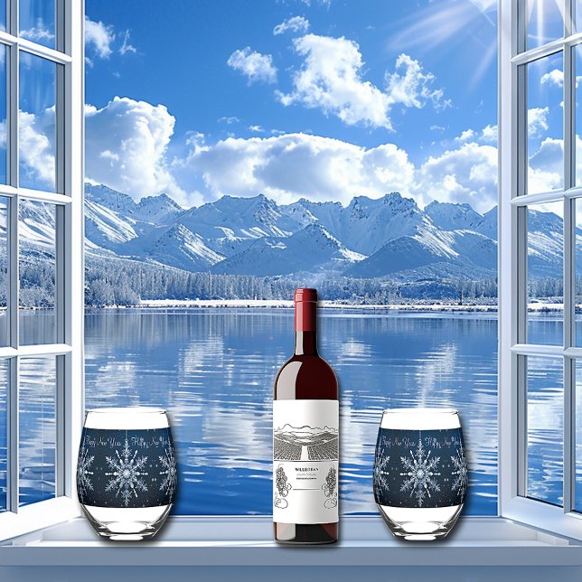 Vaso De Vino Invierno Copos de Nieve Estrellas de Espuma Feliz  (Subido por el creador)