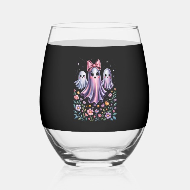 Vaso De Vino Iridescent Ghost Girly Halloween (Anverso)