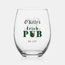 Irlandés Pub Stemless Wine Cocktail Glinkware