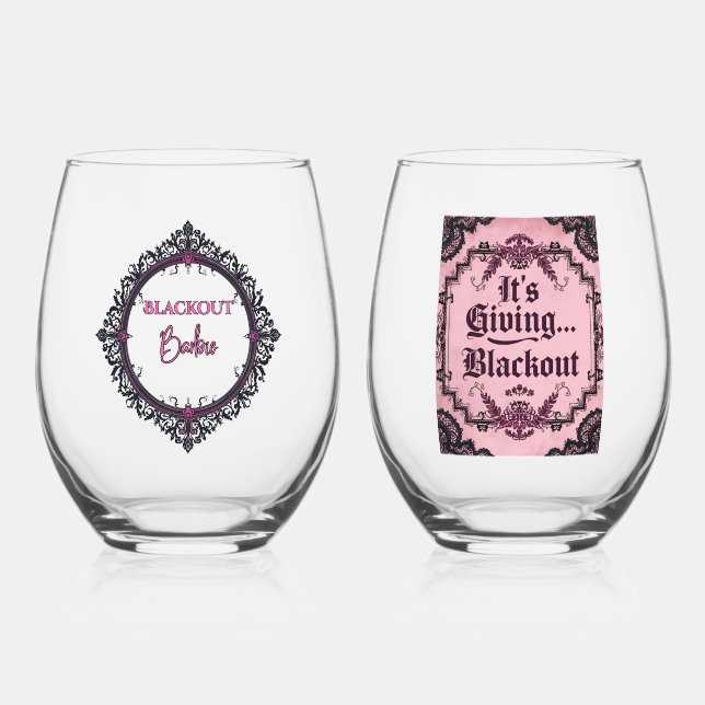 Vaso De Vino It’s Giving Blackout – Dark Gothic Stemless (Anverso)