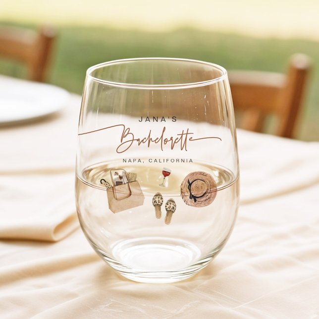 Vaso De Vino JADE Bohemian Napa Wine Country Bachelorette (Subido por el creador)