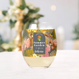 Vaso De Vino Jardín tropical Flamingo Gris oscuro