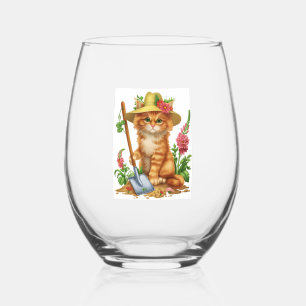 Vaso De Vino Jardinería con gatos