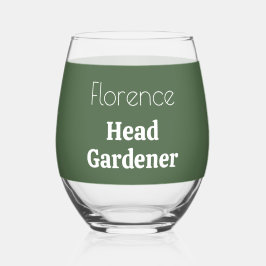 Vaso De Vino Jardinero Jefe Personalizado Verde Salvia Amante d