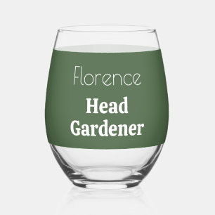 Vaso De Vino Jardinero Jefe Personalizado Verde Salvia Amante d