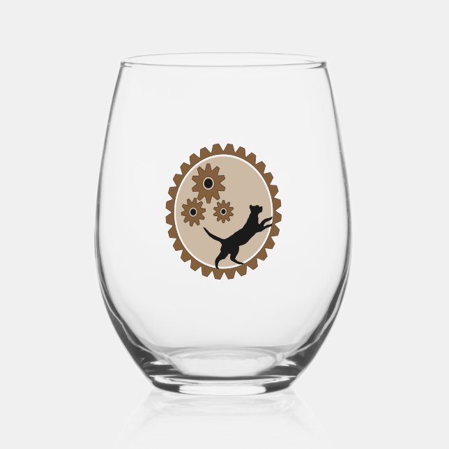 Vaso De Vino jaula propulsada por perros con ruedas (Anverso)