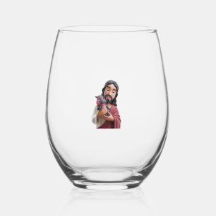 Vaso De Vino Jesús con Moo Deng_ El hipopótamo pigmeo de la div