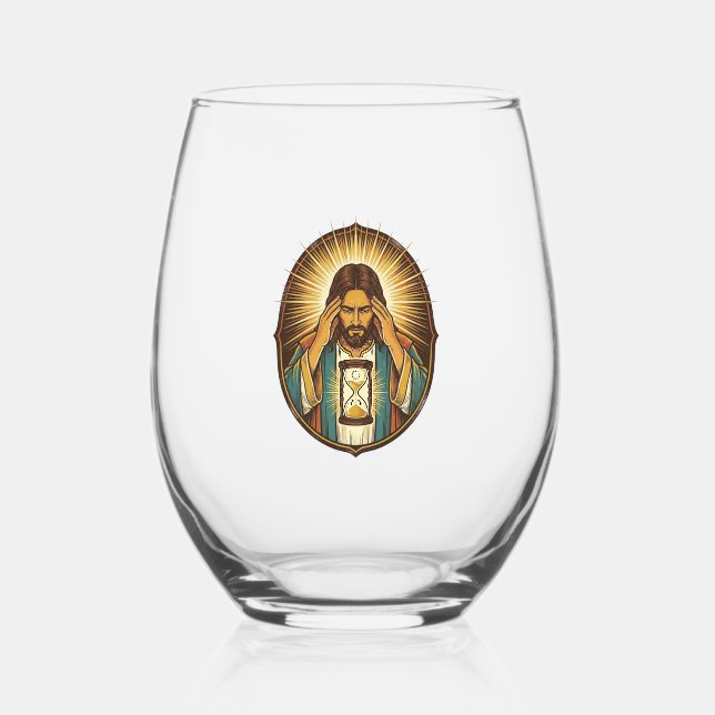 Vaso De Vino Jesús Impaciente Cargando Reloj de Arena Internet  (Anverso)