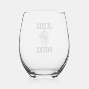 Vaso De Vino Jesús Rocks Guitar Grabado Cristiano Vintage Des