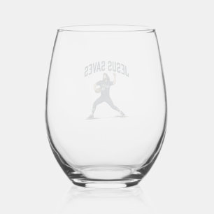 Vaso De Vino Jesús salva al lanzador de béisbol Grabado vintage