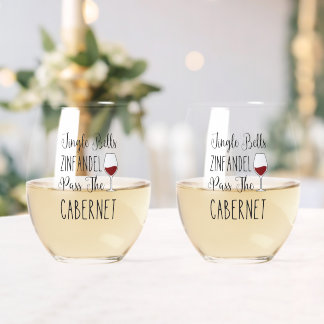 Vaso De Vino Jingle Bells y brindis de Cabernet 