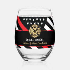 Vaso De Vino Jubilación de Bomberos del Departamento de Bombero
