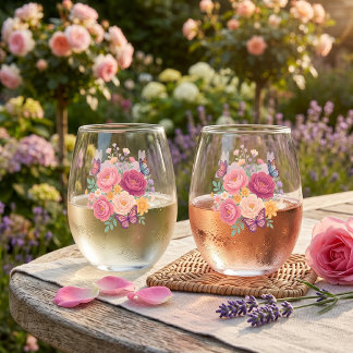 Vaso De Vino Juego de 2 mariposas florales 
