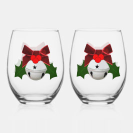 Vaso De Vino Juego de accesorios blancos y vajilla con acebo