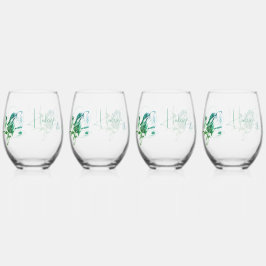 Vaso De Vino Juego de bebidas Aqua Green Couples