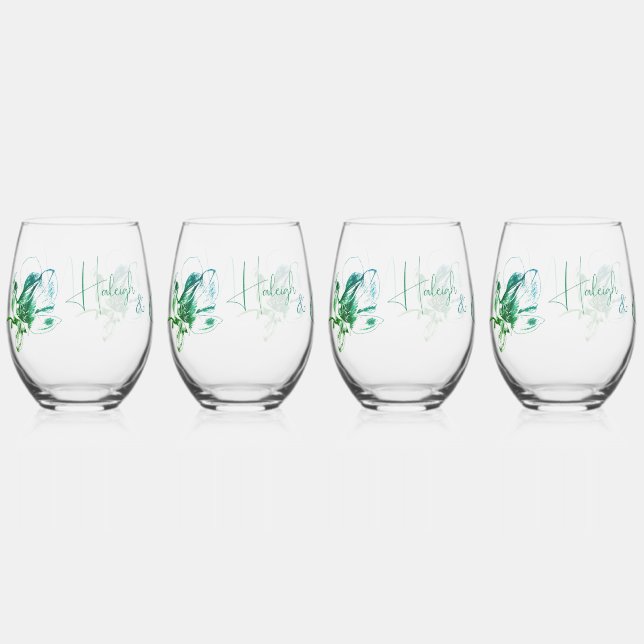 Vaso De Vino Juego de bebidas Aqua Green Couples (Anverso)