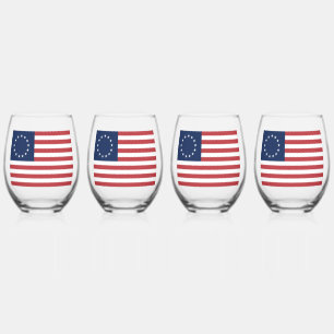 Vaso De Vino Juego de bebidas con bandera de Betsy Ross