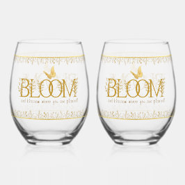 Vaso De Vino Juego de bebidas de lujo "BLOOM" con flores botáni